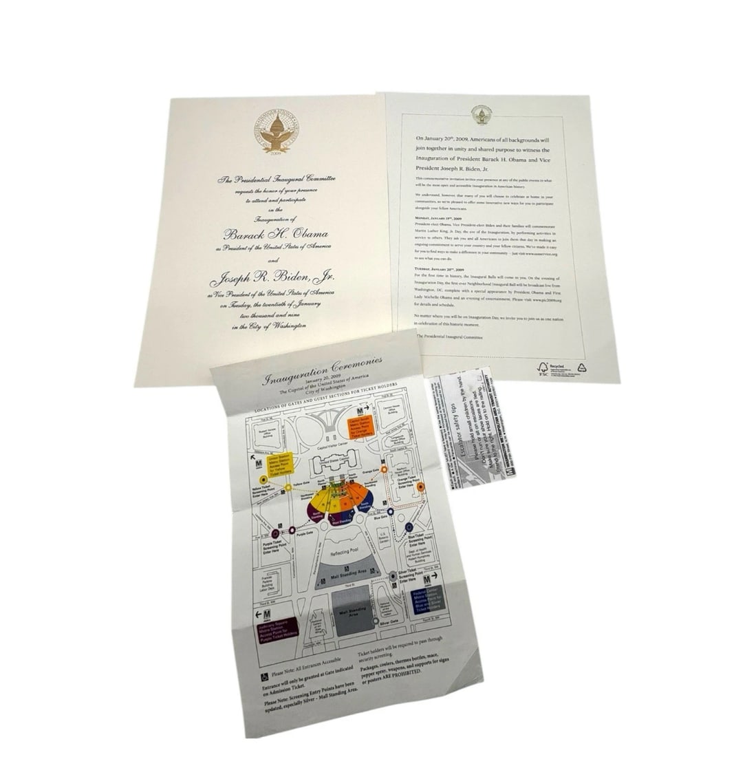 2009 President Barack Obama Inauguration Letter & Envelope, Welcome Letter & Map (1 of 3)