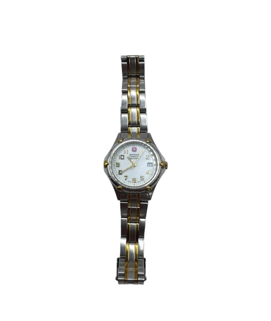 Wenger 79169 Women's TT White Dial Swiss Silver & Gold Tone Military Watch: Wenger 79169 Women's TT White Dial Swiss Silver & Gold Tone Military Watch. Condition is Pre-owned - Excellent. Shipped with USPS Ground Advantage.
