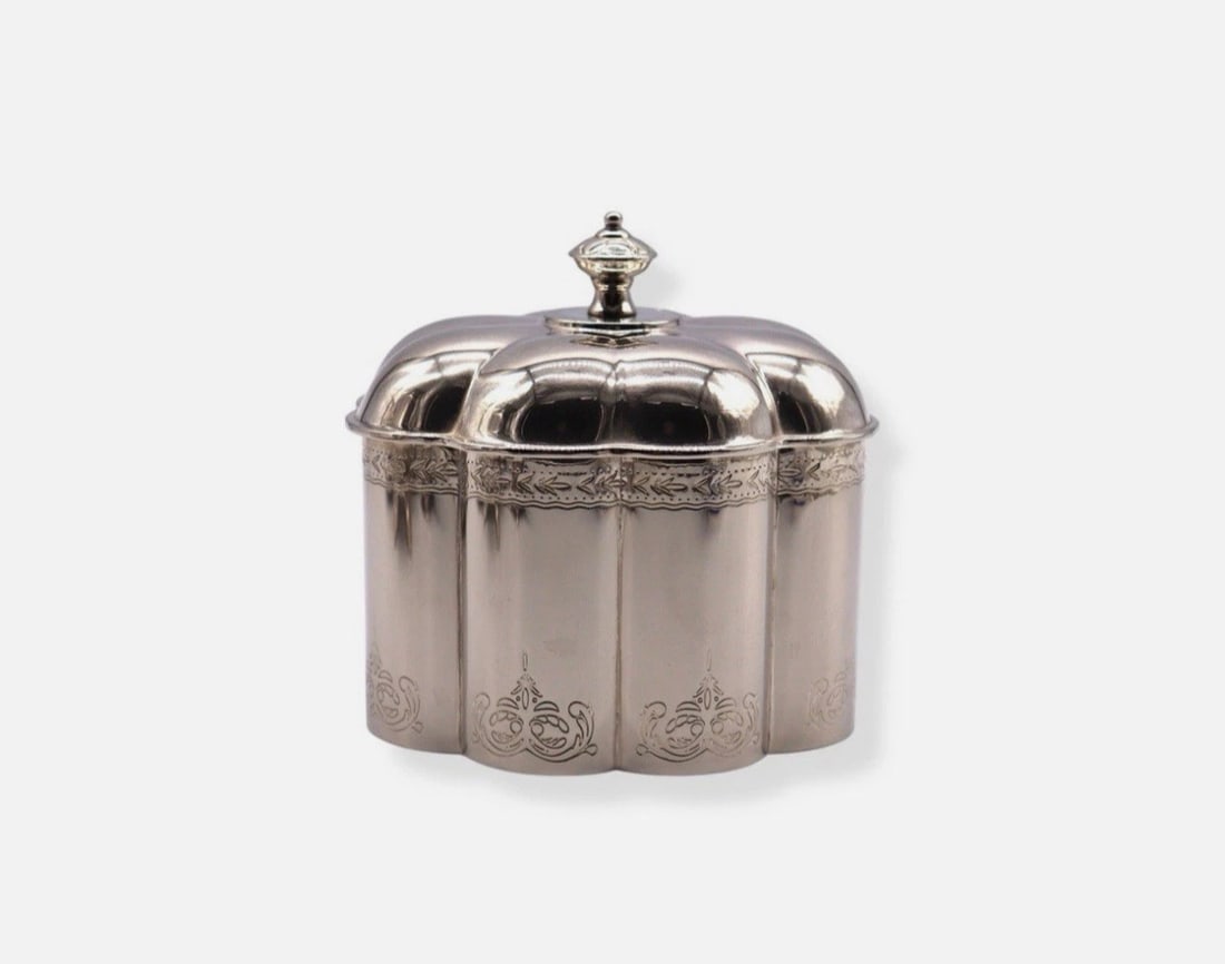 Vintage Godinger 1994 Silverplate Velvet Lined Lidded Trinket Box (1 of 3)