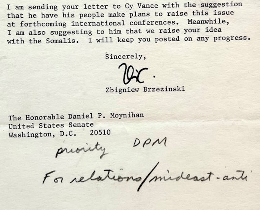 Brzezinski on “the position of Somalia on the notorious [UN] ‘Zionism-racism reso’ (1 of 2)