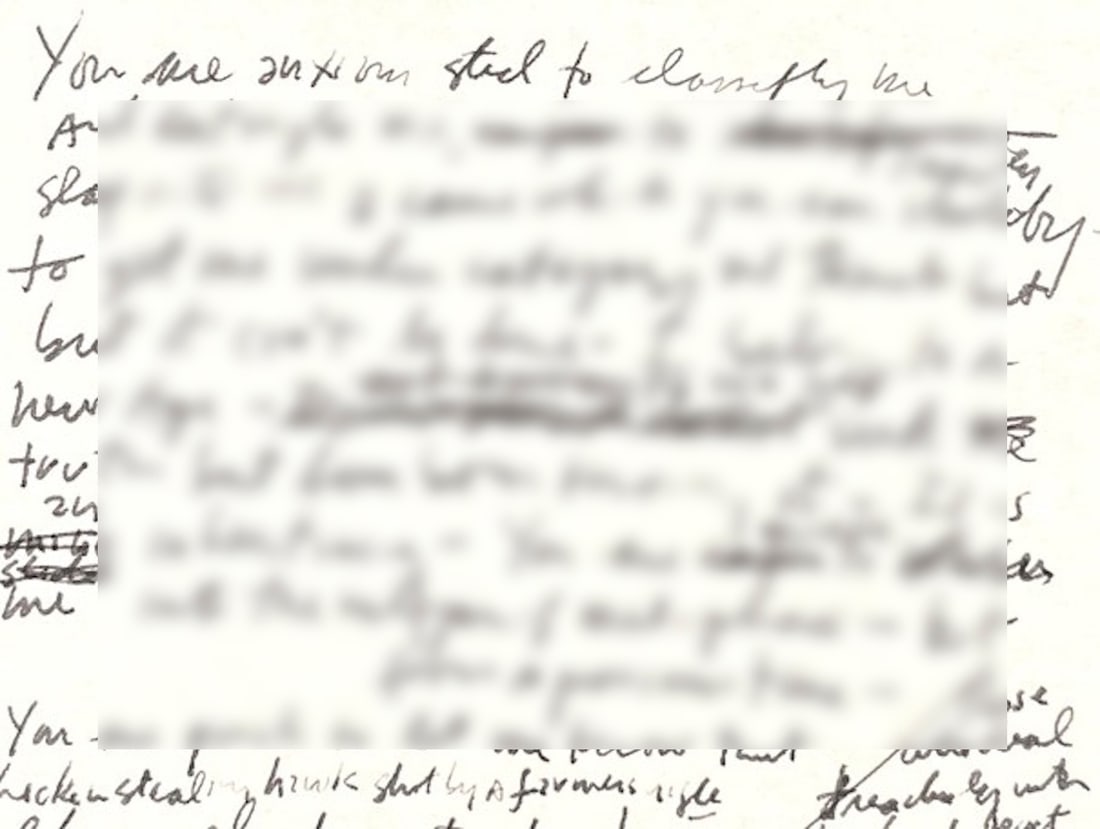 Unpublished Bob Dylan Lyric Manuscript with Reference to the Bible's Book of Hosea: DYLAN, BOB. (b. 1941). Influential American singer songwriter and Nobel Prize winner. AMs. Unsigned. 1p.. Small 8vo. New York (?), N.d. (Circa early 1980’s). One page of lyrical musings with Biblica