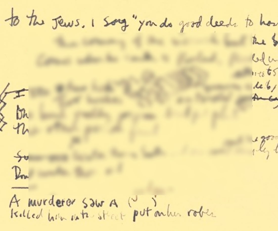 Bob Dylan Lyric Ms. on Jews, “The coming of the Messiah” + Harmonica: DYLAN, BOB. (b. 1941). Influential American singer songwriter and Nobel Prize winner. AMs. Unsigned. 1p.. Small 8vo. New York (?), N.d. (Circa early 1980’s). One page of lyrical musings with Biblica