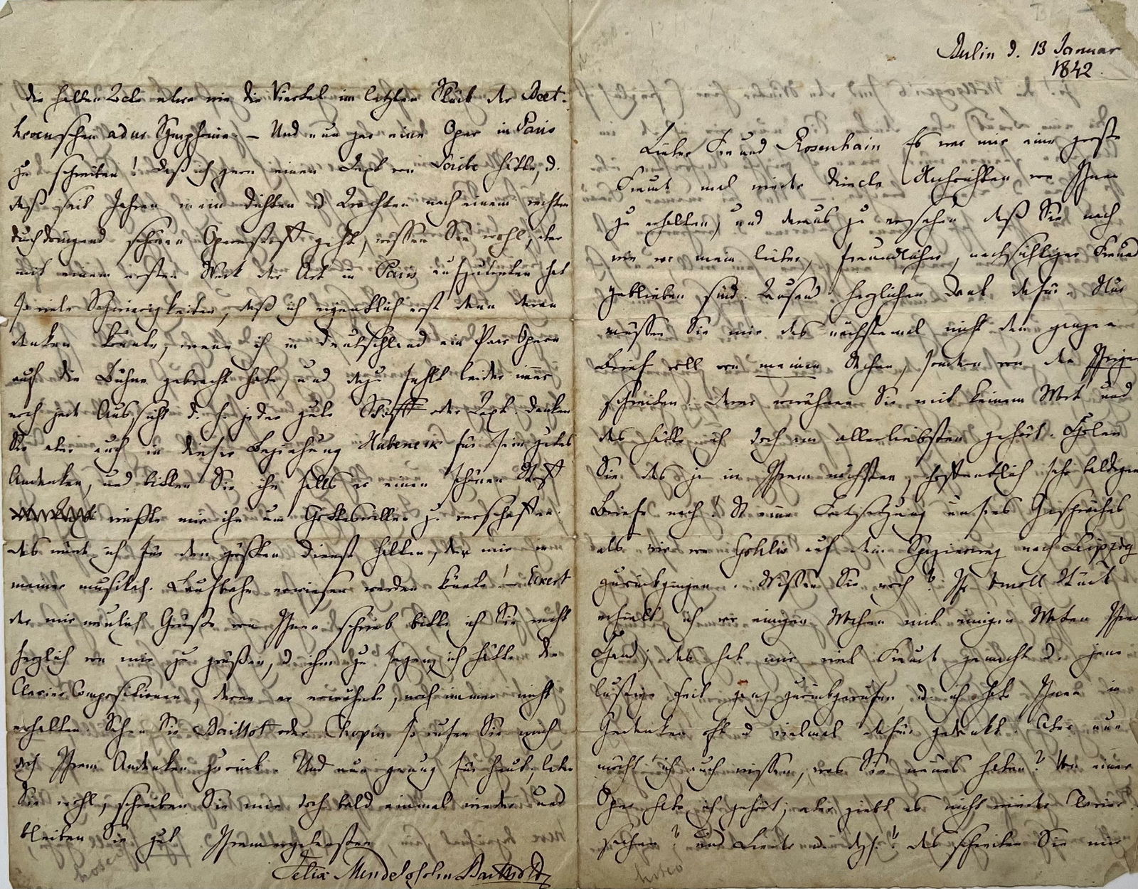 Excellent, Lengthy Mendelssohn ALS Mentioning Beethoven and Chopin (1 of 4)