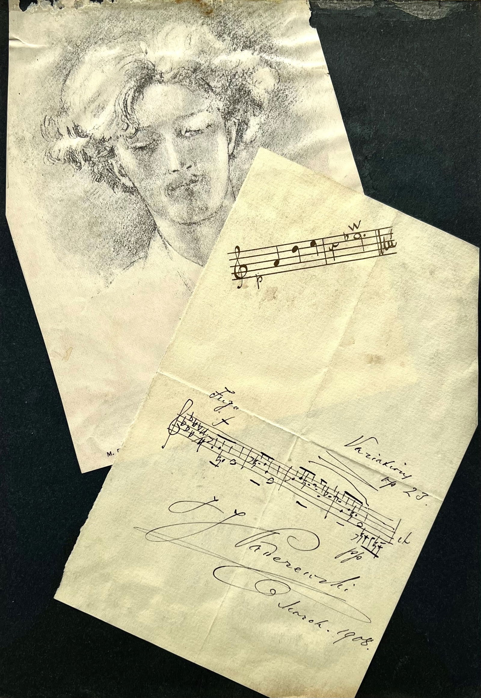 Boldly Penned Paderewski Musical Quote From His Fugue, Opus 23 (1 of 1)