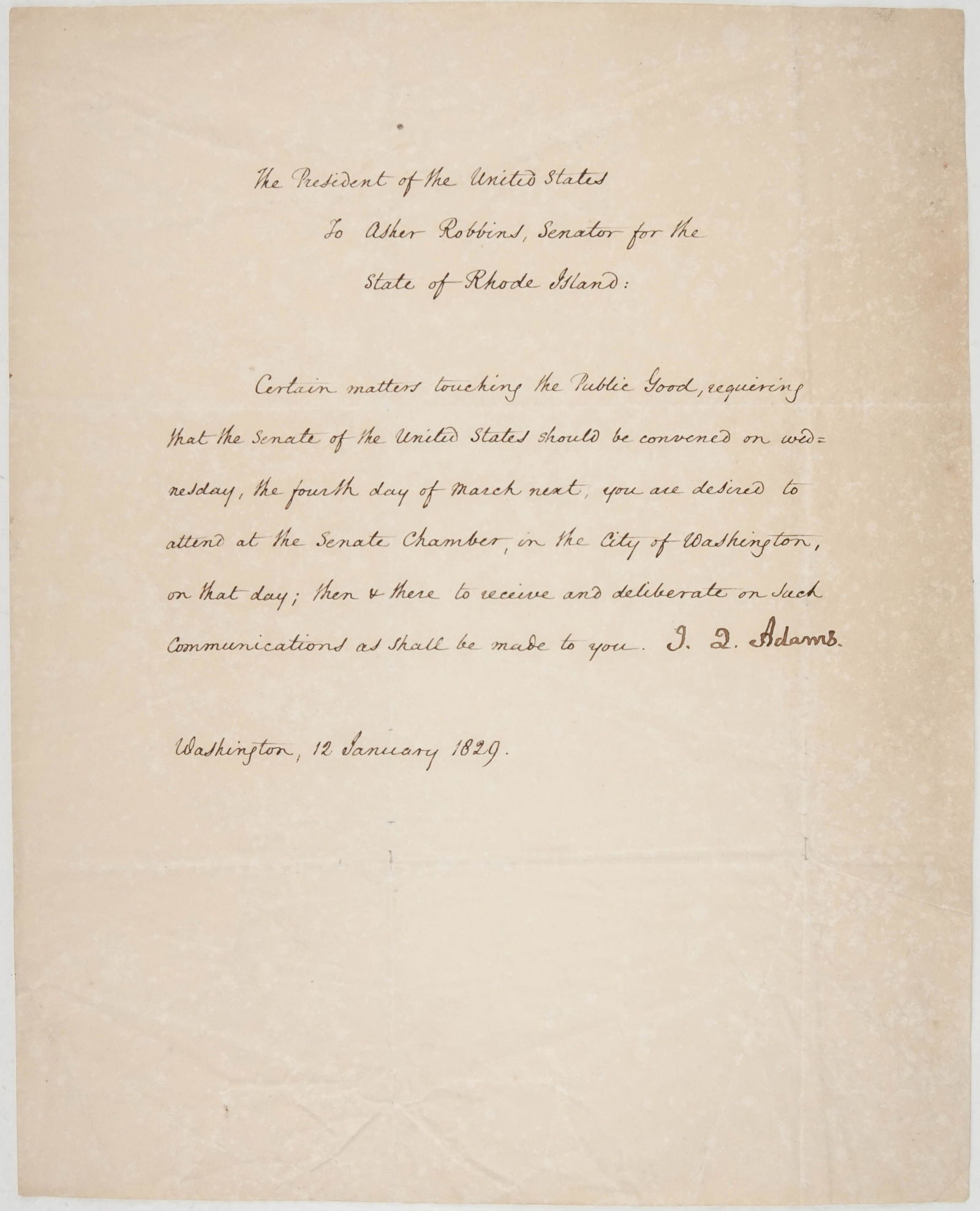 JQ Adams Convenes Senate to Certify Jackson Election (1 of 1)