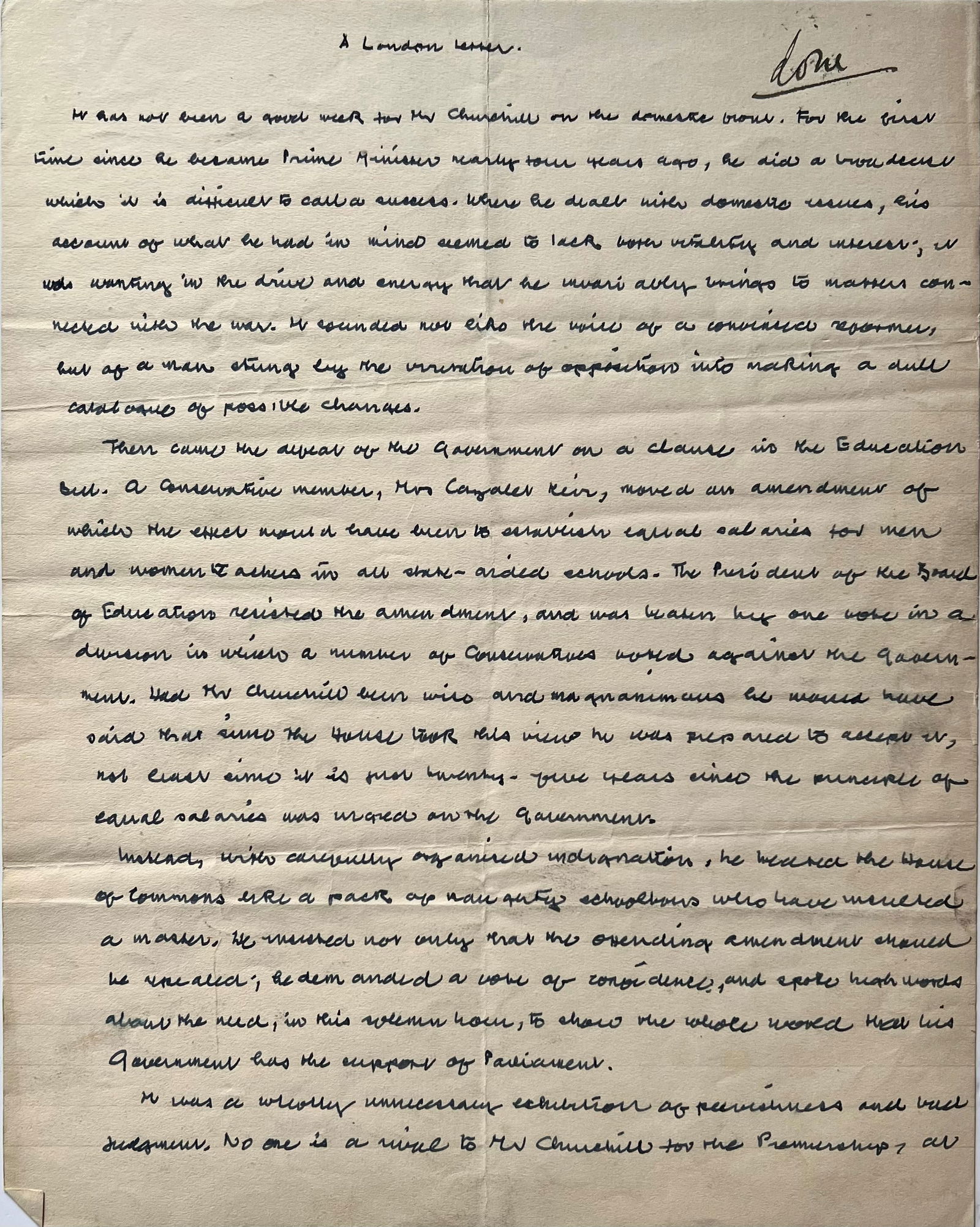 Laski on Churchill: ‘He cannot always be right.‘ (1 of 3)