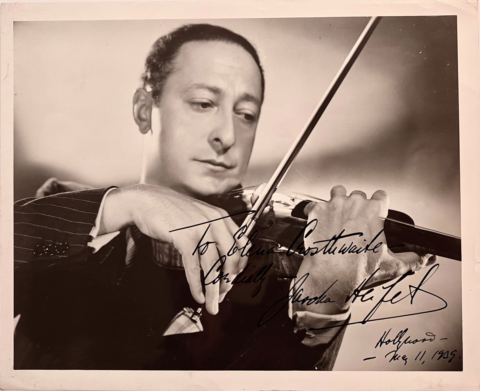Stunning Inscribed Photograph of Heifetz Playing His Violin (1 of 1)