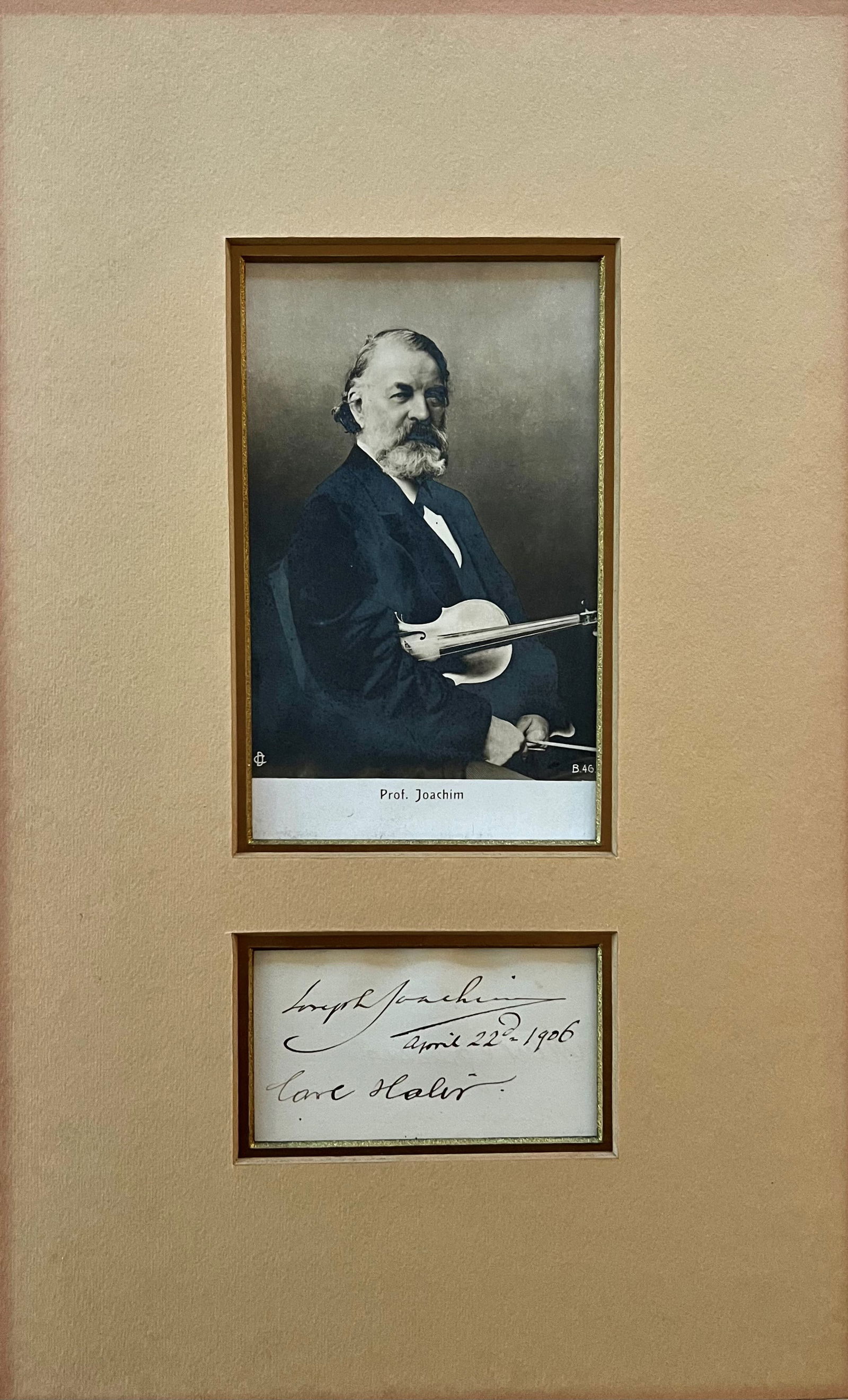 Double-Matted Card Signed by Joachim and Czech Violinist Carl Hallir (1 of 1)