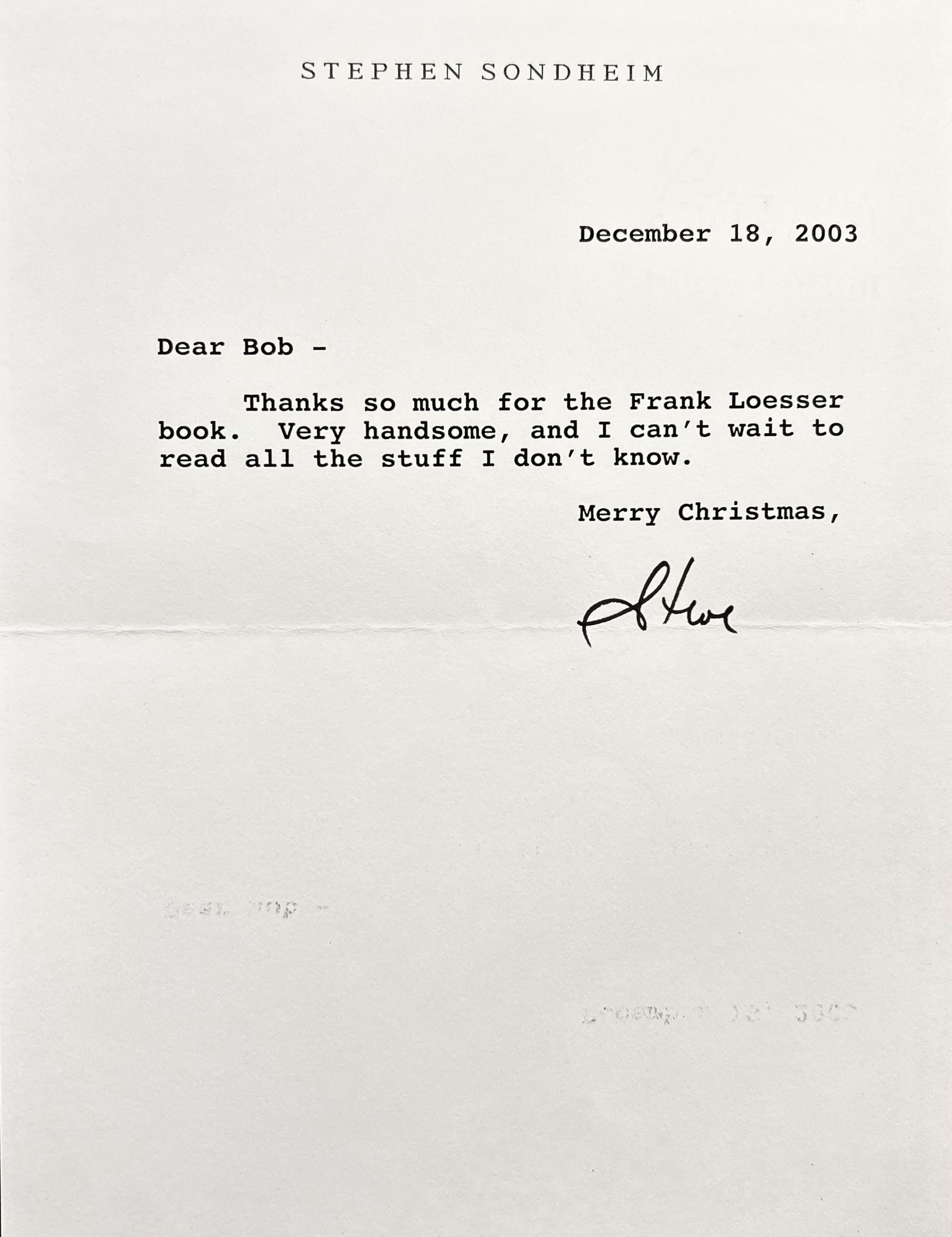 Sondheim Eagerly Awaits Book on Songwriter Frank Loesser (1 of 1)