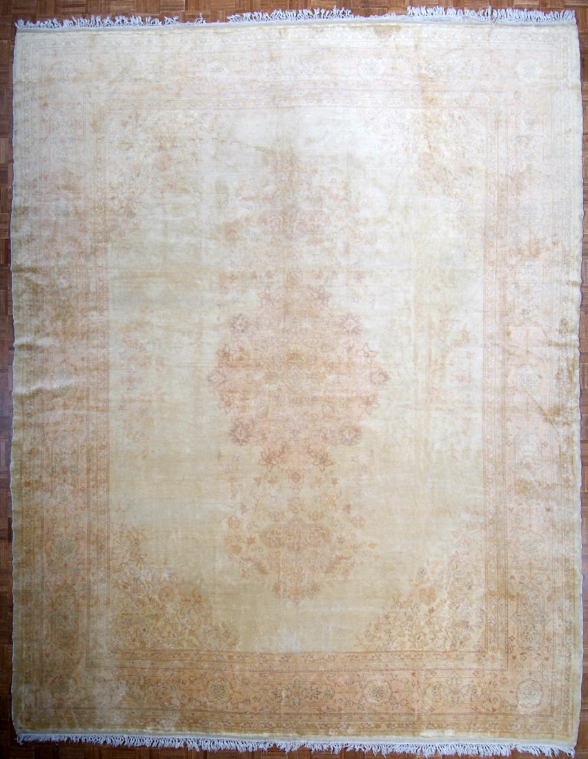 Oushak Antique Rug 11.3 x 14.2: Turkish Oushak 1930's 11.3 x 14.2