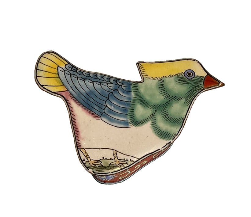 <b>Vintage Enameled Bird Trinket Box</b>  (1 of 5)