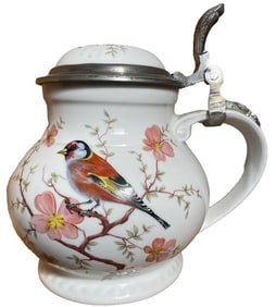 German Alt-Tettau Anno 1800 Pewter Lidded Porcelain Stein