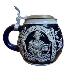 Vintage Beer Stein With Pewter Lid