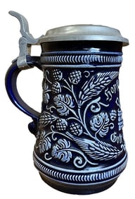 Vintage German Colbalt Blue Beer Stein