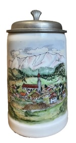 Vintage German Porcelain Handpainted Stein