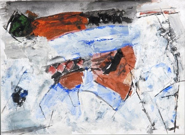 RAM KUMAR (b.1924): Untitled Mixed Media on Paper 13 x 19 in Signed & dated verso 2001