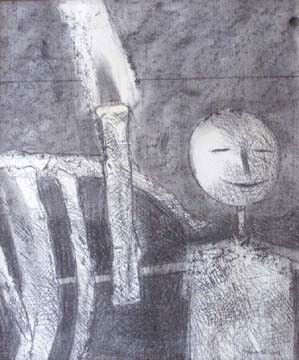 Ganesh Pyne (b. 1937): "Mixed media on paper, Signed bottom right, Size: 37 x 31 cms"