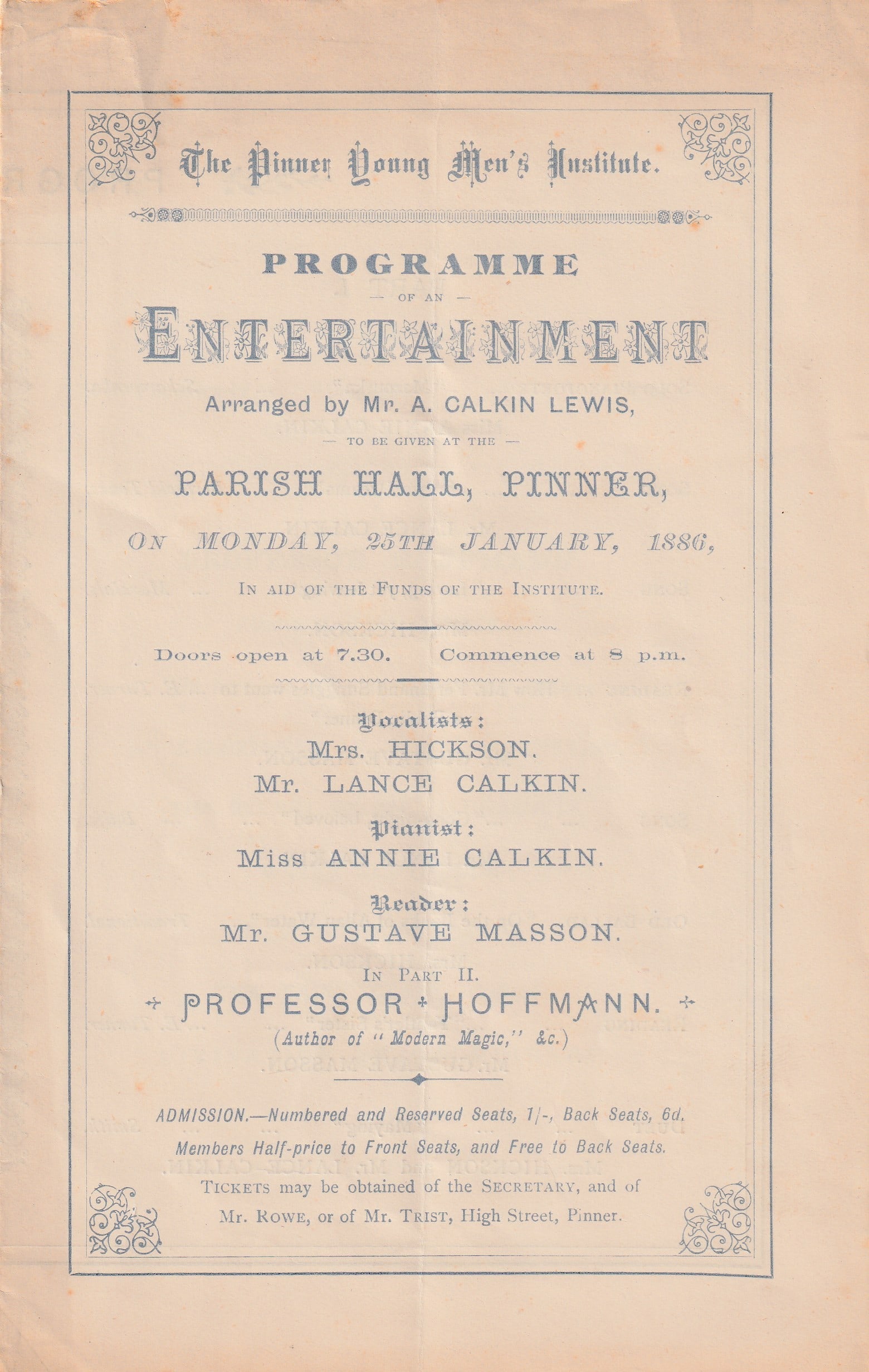 Professor Hoffmann - 1886 Magic Program (1 of 2)