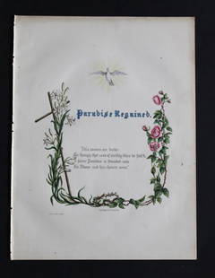 Paradise Regained Title Page by JE Giraud 1846: This original hand-coloured floral print of Paradise Regained Title Page is from The Flowers of Milton by Jane Elizabeth Giraud, Published privately, Faversham, 1846. This print is beautifully