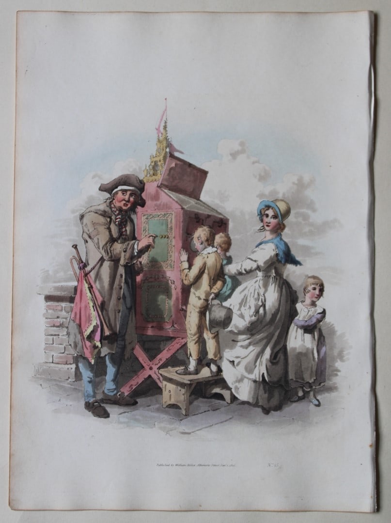 Halfpenny Showman by WH Pyne 1808 (1 of 1)