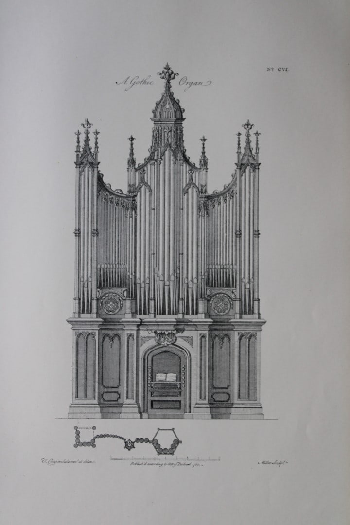 Gothic Organ by Thomas Chippendale 1762: This engraving illustrates Gothic Organ and is from the third edition of The Gentleman and Cabinet-Maker's Director: being a large collection of the most elegant and useful designs of household furnit