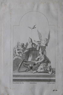 Rare engraving from school of Lodovico Carracci 1776: This rare copper engraving is from Il Claustro di S. Michele in Bosco di Bologna dipinto dal famoso Lodovico Carracci e da altri Eccellenti Maestri usciti Dalla Sua Scuola descritto ed illustrato da G