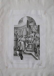 Rare engraving from school of Lodovico Carracci 1776: This rare copper engraving is from Il Claustro di S. Michele in Bosco di Bologna dipinto dal famoso Lodovico Carracci e da altri Eccellenti Maestri usciti Dalla Sua Scuola descritto ed illustrato da G