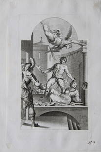 Rare engraving from school of Lodovico Carracci 1776: This rare copper engraving is from Il Claustro di S. Michele in Bosco di Bologna dipinto dal famoso Lodovico Carracci e da altri Eccellenti Maestri usciti Dalla Sua Scuola descritto ed illustrato da G