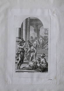 Rare engraving from school of Lodovico Carracci 1776: This rare copper engraving is from Il Claustro di S. Michele in Bosco di Bologna dipinto dal famoso Lodovico Carracci e da altri Eccellenti Maestri usciti Dalla Sua Scuola descritto ed illustrato da G