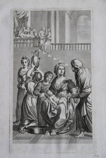 Rare engraving from school of Lodovico Carracci 1776: This rare copper engraving is from Il Claustro di S. Michele in Bosco di Bologna dipinto dal famoso Lodovico Carracci e da altri Eccellenti Maestri usciti Dalla Sua Scuola descritto ed illustrato da G