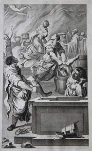 Rare engraving from school of Lodovico Carracci 1776: This rare copper engraving is from Il Claustro di S. Michele in Bosco di Bologna dipinto dal famoso Lodovico Carracci e da altri Eccellenti Maestri usciti Dalla Sua Scuola descritto ed illustrato da G