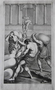 Rare engraving from school of Lodovico Carracci 1776: This rare copper engraving is from Il Claustro di S. Michele in Bosco di Bologna dipinto dal famoso Lodovico Carracci e da altri Eccellenti Maestri usciti Dalla Sua Scuola descritto ed illustrato da G