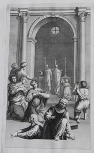 Rare engraving from school of Lodovico Carracci 1776: This rare copper engraving is from Il Claustro di S. Michele in Bosco di Bologna dipinto dal famoso Lodovico Carracci e da altri Eccellenti Maestri usciti Dalla Sua Scuola descritto ed illustrato da G