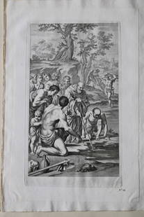 Rare engraving from school of Lodovico Carracci 1776: This rare copper engraving is from Il Claustro di S. Michele in Bosco di Bologna dipinto dal famoso Lodovico Carracci e da altri Eccellenti Maestri usciti Dalla Sua Scuola descritto ed illustrato da G