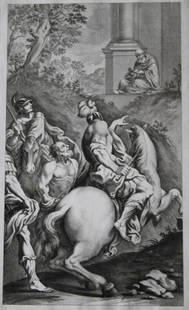 Rare engraving from school of Lodovico Carracci 1776: This rare copper engraving is from Il Claustro di S. Michele in Bosco di Bologna dipinto dal famoso Lodovico Carracci e da altri Eccellenti Maestri usciti Dalla Sua Scuola descritto ed illustrato da G