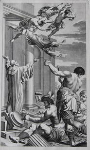 Rare engraving from school of Lodovico Carracci 1776: This rare copper engraving is from Il Claustro di S. Michele in Bosco di Bologna dipinto dal famoso Lodovico Carracci e da altri Eccellenti Maestri usciti Dalla Sua Scuola descritto ed illustrato da G