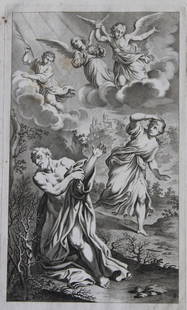 Rare engraving from school of Lodovico Carracci 1776: This rare copper engraving is from Il Claustro di S. Michele in Bosco di Bologna dipinto dal famoso Lodovico Carracci e da altri Eccellenti Maestri usciti Dalla Sua Scuola descritto ed illustrato da G