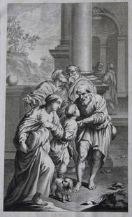 Rare engraving from school of Lodovico Carracci 1776: This rare copper engraving is from Il Claustro di S. Michele in Bosco di Bologna dipinto dal famoso Lodovico Carracci e da altri Eccellenti Maestri usciti Dalla Sua Scuola descritto ed illustrato da G