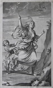 Rare engraving from school of Lodovico Carracci 1776: This rare copper engraving is from Il Claustro di S. Michele in Bosco di Bologna dipinto dal famoso Lodovico Carracci e da altri Eccellenti Maestri usciti Dalla Sua Scuola descritto ed illustrato da G