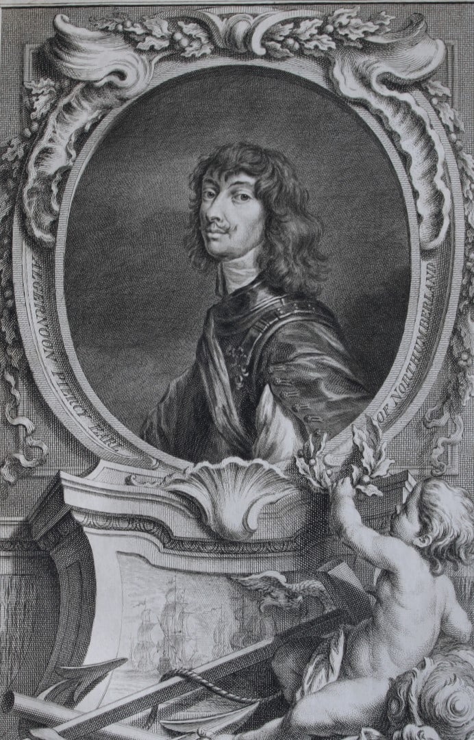 Algernon Percy by Houbraken 1747: This engraving of Algernon Percy, Earl of Northumberland and Lord High Admiral is from The Heads of Illustrious Persons of Great Britain by Thomas Birch. Printed by John Knapton 1747, London. The engr