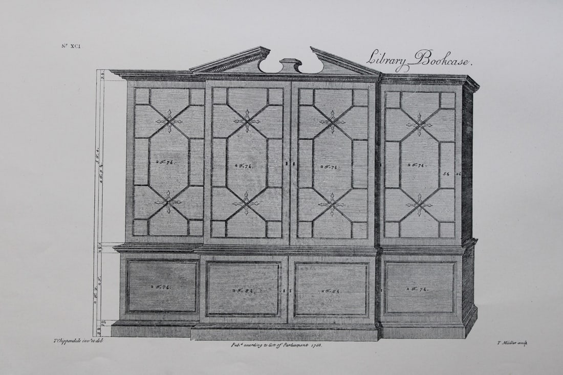 Library Bookcase by Thomas Chippendale 1762: This engraving illustrates Library Bookcase and is from the third edition of The Gentleman and Cabinet-Maker's Director: being a large collection of the most elegant and useful designs of household fu
