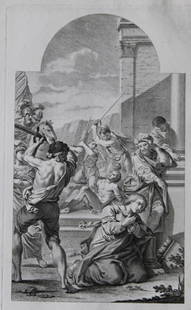 Rare engraving from school of Lodovico Carracci 1776: This rare copper engraving is from Il Claustro di S. Michele in Bosco di Bologna dipinto dal famoso Lodovico Carracci e da altri Eccellenti Maestri usciti Dalla Sua Scuola descritto ed illustrato da G