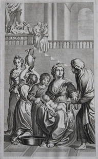 Rare engraving from school of Lodovico Carracci 1776: This rare copper engraving is from Il Claustro di S. Michele in Bosco di Bologna dipinto dal famoso Lodovico Carracci e da altri Eccellenti Maestri usciti Dalla Sua Scuola descritto ed illustrato da G