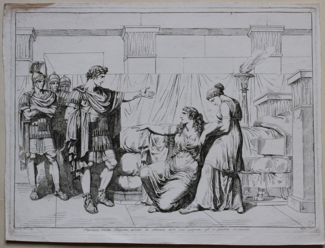 B Pinelli - 2 etchings from Istoria Romano 1821: These etchings are from Istoria Romana (Roman History) by Bartolomeo Pinelli. Published by Presso Vincenzo Poggioli, Rome 1821.These plates are is entitled: 1. Furie di Nerone dopo avere fatto uccid#r