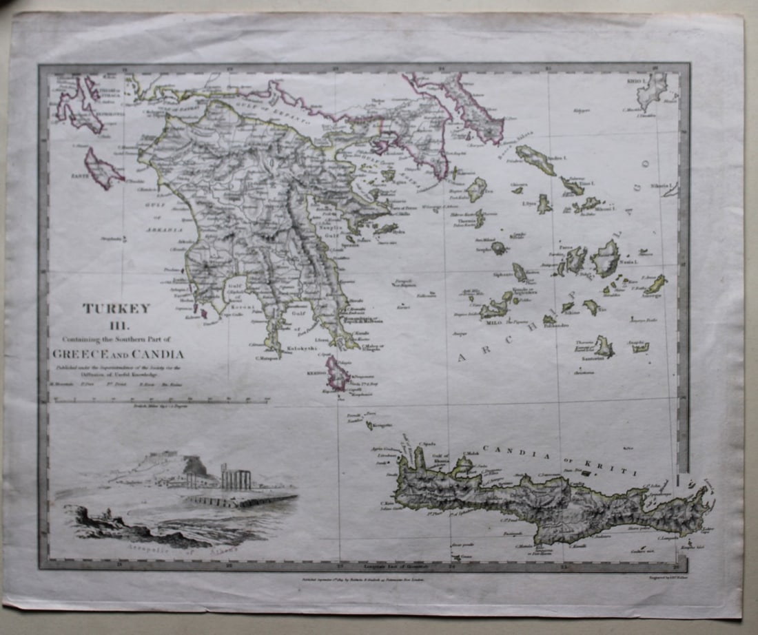 2 Maps of Turkey & Asia by John Walker 1797: The second map is an engraved map of Turkey in Europe & Hungary is from the Elements of Geography by John Walker. published by Darton and Harvey, London 1797. Size: 7.75in x 9in (19.5cm x 23cm)