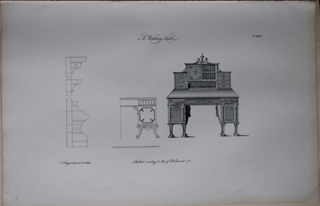 Thomas Chippendale - 3 engravings of Tables 1762: These copperplate engravings are from the third edition of The Gentleman and Cabinet-Maker's Director: being a large collection of the most elegant and useful designs of household furniture, in the mo