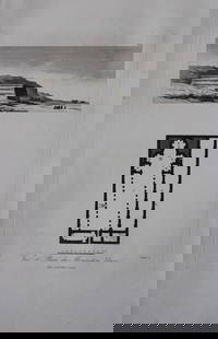 Baron Dominique Vivant Denon - View & plan of the White Monastery 1807: This engraving of Vue et Plan du Monastere blanc is plate 10 from the Voyage dans la Basse et la Haute-Egypte pendant les campagnes du General Bonaparte by Dominique Vivant Denon. Published by Samuel