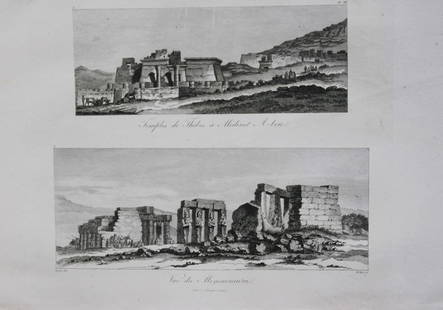 Baron Dominique Vivant Denon - View of the Memnonium 1807: This is plate 20 from the Voyage dans la Basse et la Haute-Egypte pendant les campagnes du General Bonaparte by Dominique Vivant Denon. Published by Samuel Bagster, London 1807.The full details of the