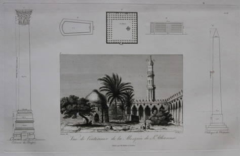 Baron Dominique Vivant Denon - Mosque of St. Athanase 1807: This is plate 3 from the Voyage dans la Basse et la Haute-Egypte pendant les campagnes du General Bonaparte by Dominique Vivant Denon. Published by Samuel Bagster, London 1807.The full details of the