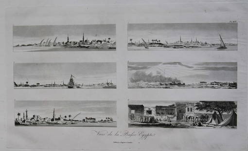 Baron Dominique Vivant Denon - Villages of Lower Egypt 1807: This engraving of Villages de la Basse Egypte is plate 95 from the Voyage dans la Basse et la Haute-Egypte pendant les campagnes du General Bonaparte by Dominique Vivant Denon. Published by Samuel Bag